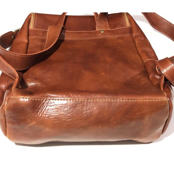 Pampora On The Rise Leather Backpack Honey Brown Zip Clasp Travel Casual Italy main image 11